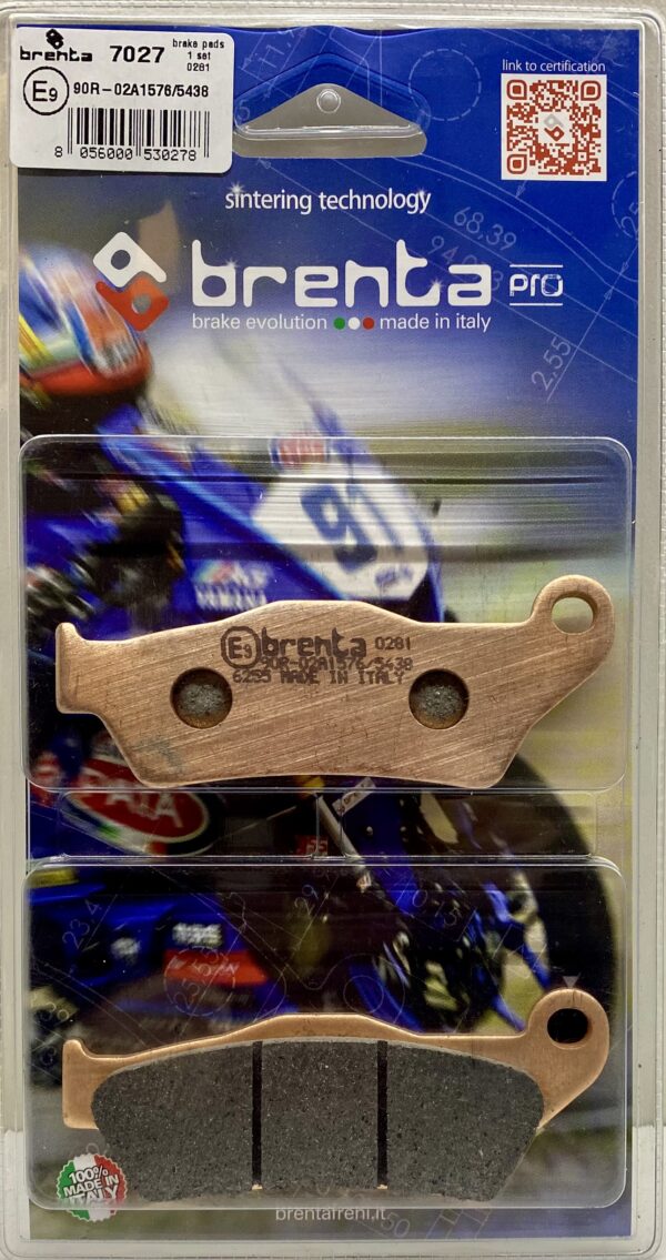 Brenta sintered pro brake pads. Two pads in blue packaging. Part number BR7027.