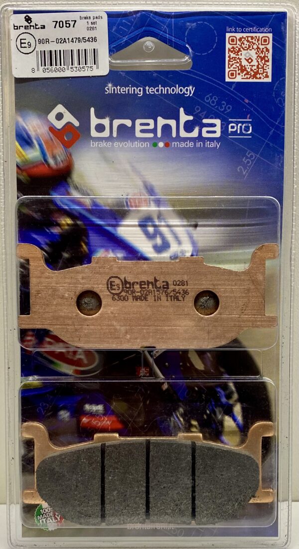 Brenta sintered pro brake pads for front calipers of many Yamaha models. Part number BR7057