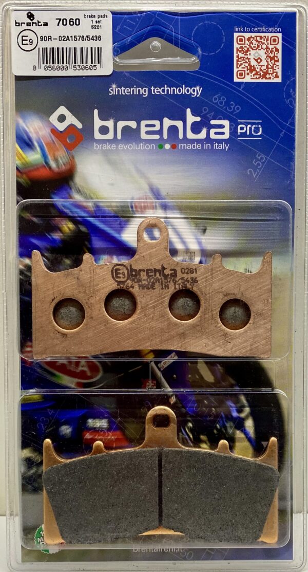 Brenta Sintered PRO brake pads for certain Kawasaki and Suzuki models. Part number BR7060. Fit front calipers.