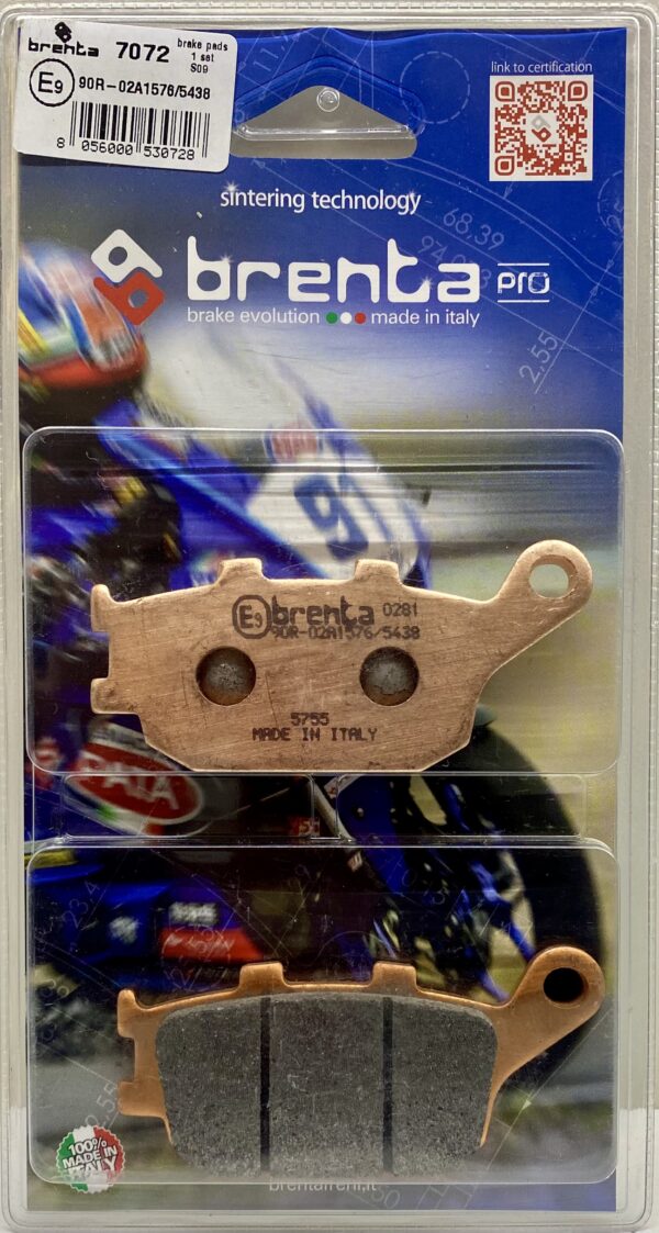 Brenta sintered pro brake pads to fit rear calipers. Part number BR7072.