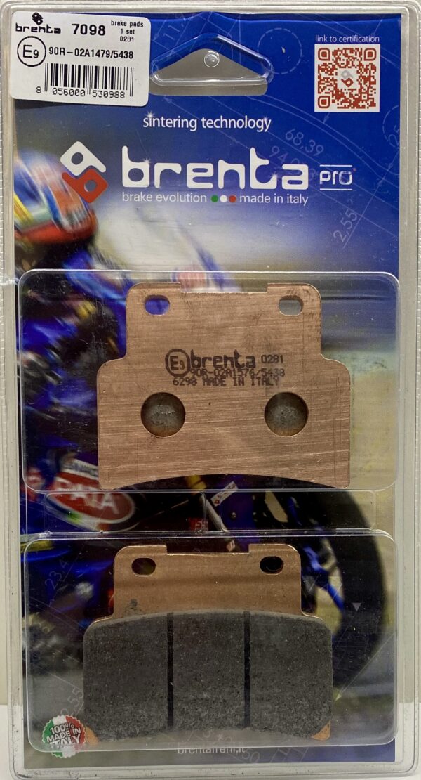 Brenta sintered pro brake pads. Two pads in blue packaging. Part number BR7098.