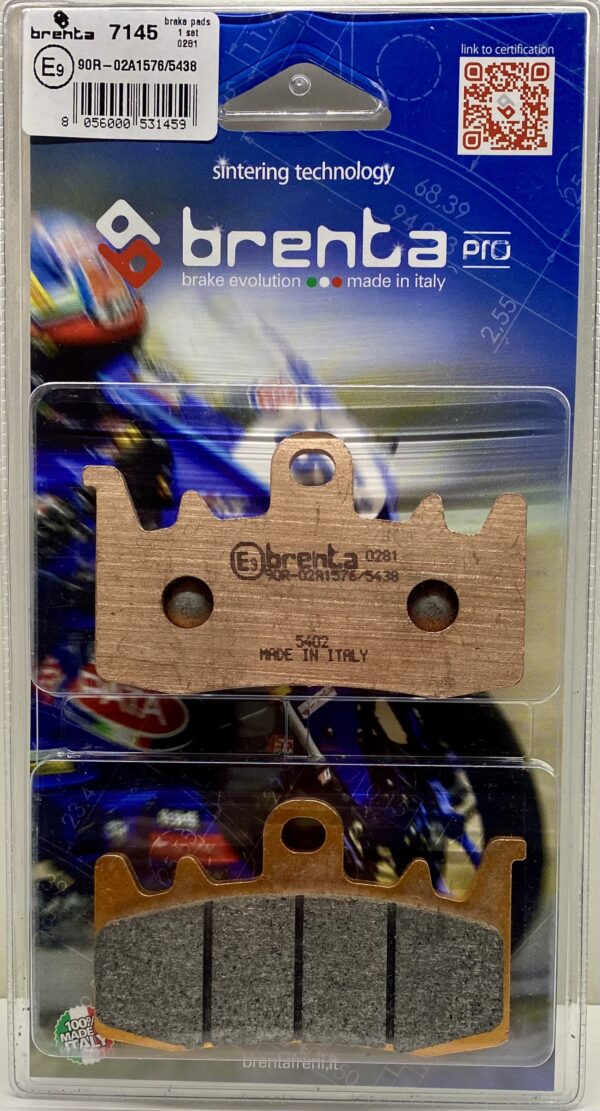 Brenta sintered pro brake pads. Two pads in blue packaging. Part number BR7145.