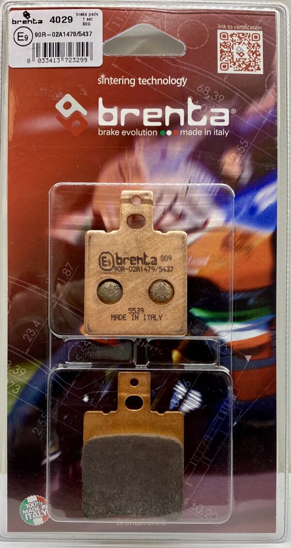 Part number 4029. Brenta brake pads for road use. Shape to fit many early models.