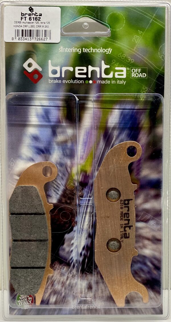 Two Brenta off road brake pads in green packaging. Part number BR6162.