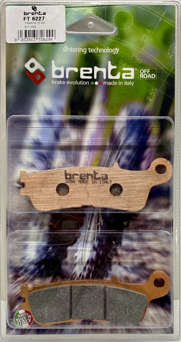 Brenta off road brake pads to fit front calipers of certain Fantic and Yamaha motorbikes.